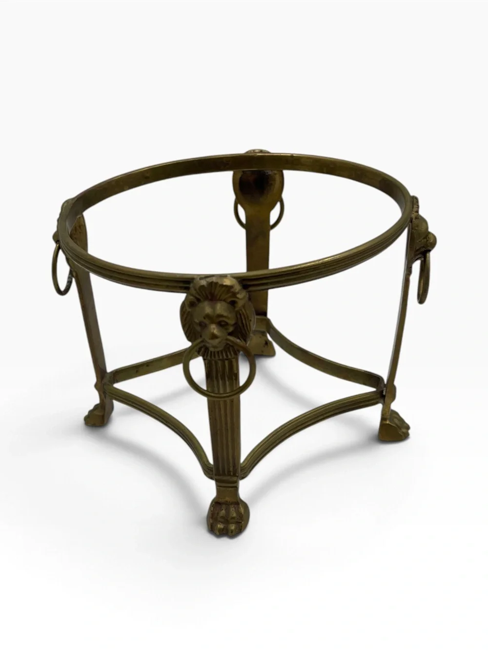 ✨ Vintage Ornate Brass Lion Head Orb & Crystale Ball Stand | Claw Feet